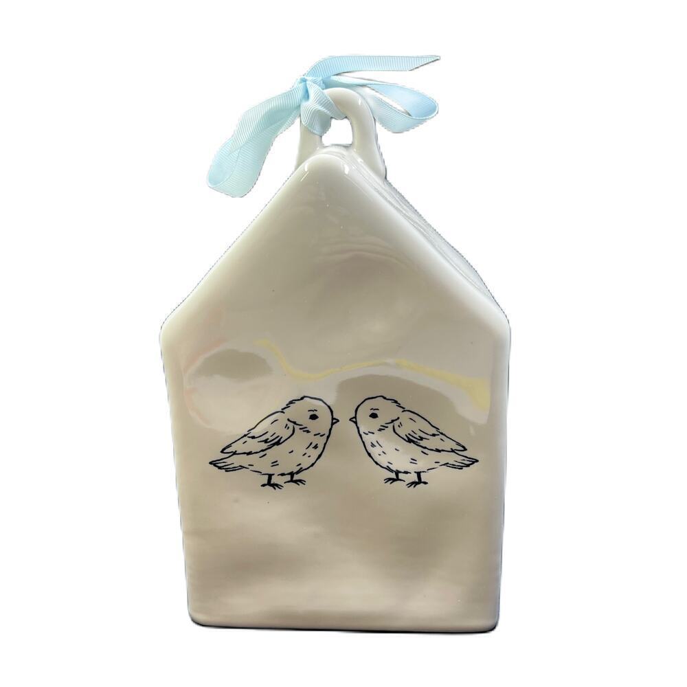 Rae Dunn Baby Bird Birdhouse Blue Bow - Picture 3 of 5